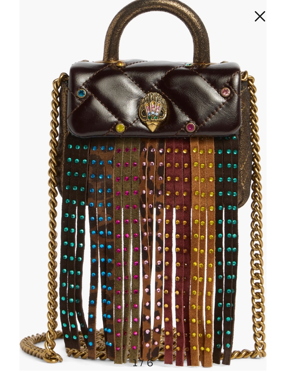 NWT Kurt Geiger Leather Micro Kensington Fringe Bag